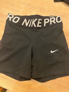 Nike Black Women's Pro Bike Shorts with White Swoosh